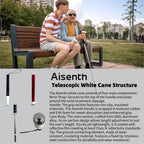 Aisenth Telescopic Retractable White Cane for Blind-Foldable Mobility Stick with Wrist Strap&Storage Pouch,Non-Slip Sweat-Absorbent Handle,Fixed Alloy Tip|Lightweight Portable Blind Walking Cane Stick
