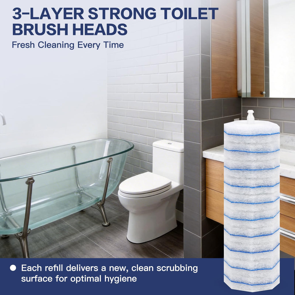 Gkweres 100PC Toilet Bowl Wand Refills, Disposable Toilet Brush Heads, Upgraded Toilet Scrubber Refill, Toilet Cleaner Refill Pads with Most Toilet Brushes for Easy Bathroom Cleaning