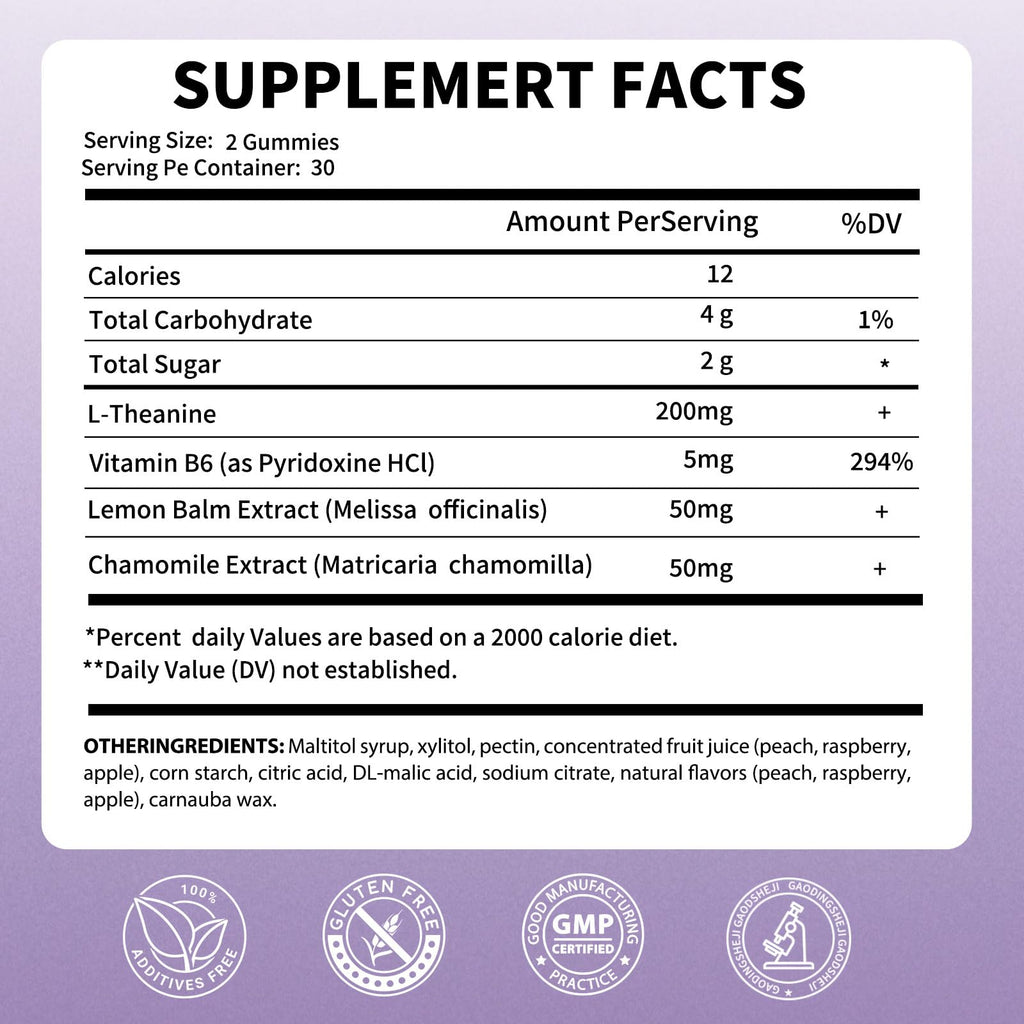 Tulvex L-Theanine Calm Gummies 200mg, Sugar-Free Liposomal L Theanine Supplement for Brain, Relax, Zzz, Stress,Fast-Acting Calm & Mood Support, Vitamin B6, Vegan,Non-GMO