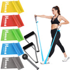 Exercise Bands Set with Handles - Latex Free Resistance Bands for Stretching, Workout, Rehab, Yoga, Pilates, Gym, Home Exercise