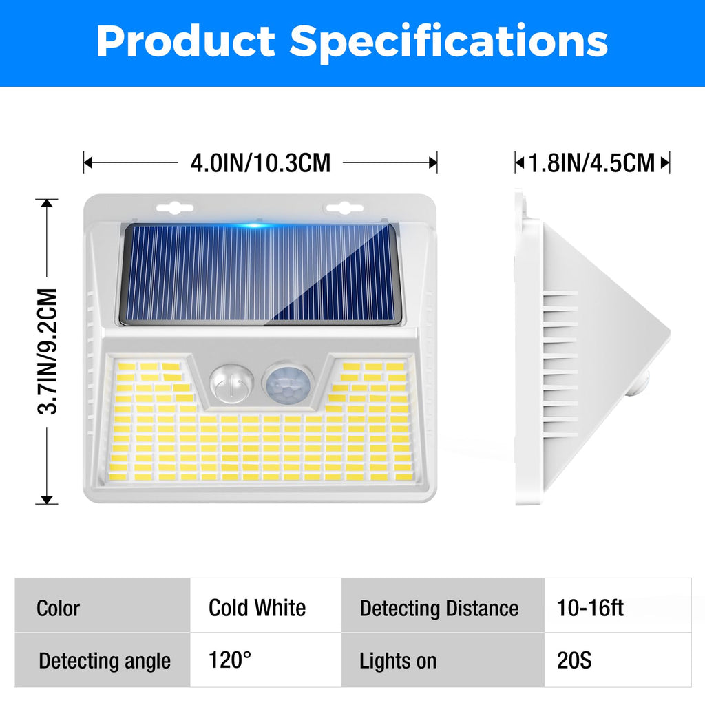 Peasur Solar Lights Outdoor Motion Sensor Waterproof, 6Pack 140LED White Solar Powered Fence Lights, 3 Modes Security Wall Lights for Garden Yard Outside Warm