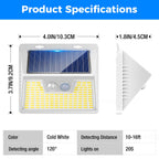 Peasur Solar Lights Outdoor Motion Sensor Waterproof, 6Pack 140LED White Solar Powered Fence Lights, 3 Modes Security Wall Lights for Garden Yard Outside Warm