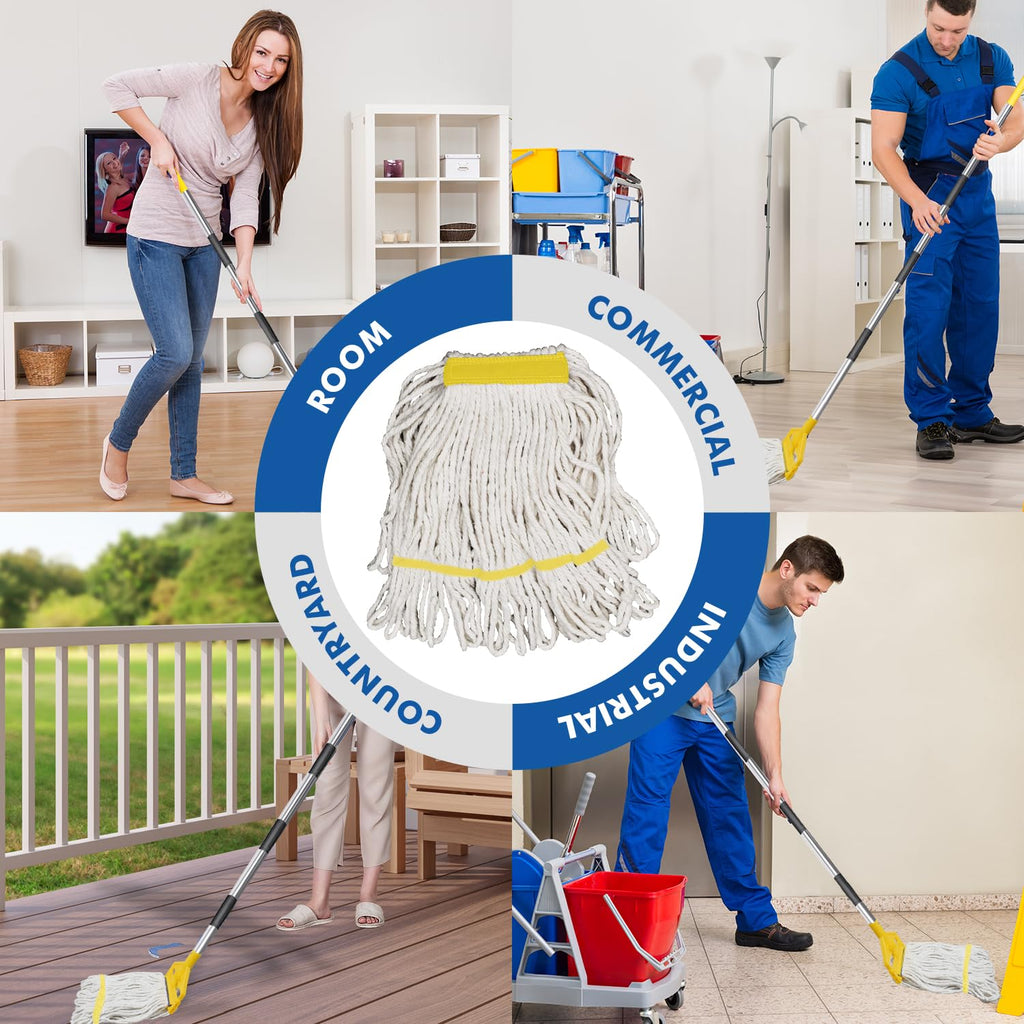 KULED Heavy Duty Industrial Mop with 2 Heads, 59" Handle for Floor Cleaning