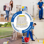 KULED Heavy Duty Industrial Mop with 2 Heads, 59" Handle for Floor Cleaning