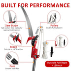 Griactrl Pole Saw for Tree Trimming, 10.8FT Extendable Tree Pruner Long Handle Branch Cutter with Pruning Saw & Scissors, Manual Limb Trimmer for High Branches, Yard Garden