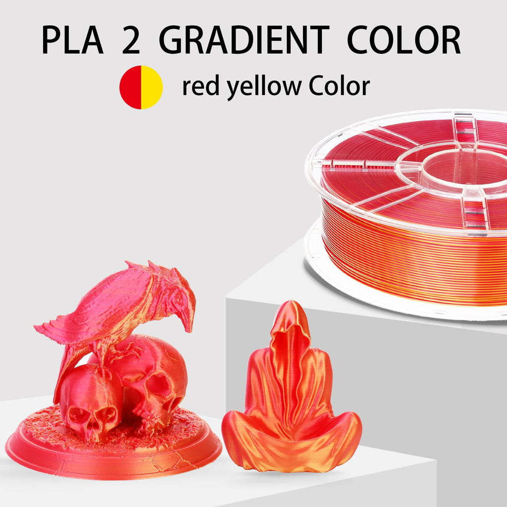 FXAAGFH 1KG 3D Printer Filament Bundle, 3 D PLA Printing Filament 1.75mm, Dual Color, +/-0.03mm, 1kg/2.2lbs Silk Golden Red