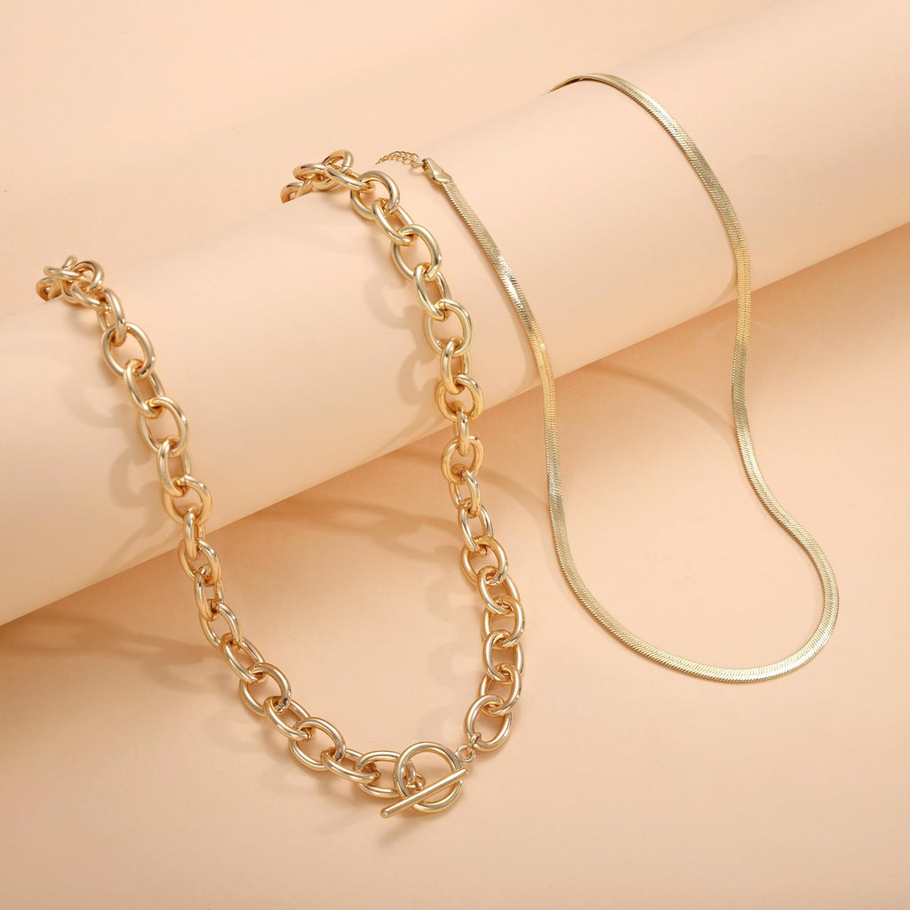 CHESKY 14K Gold Plated Chunky Paperclip Necklace