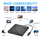 Amicool External DVD Drive USB 3.0 USB C CD Burner CD/DVD +/-RW Optical Drive, Slim Portable DVD Player CD ROM Rewriter Writer Reader for Laptop Desktop PC Windows 11/10/8/7 MacBook Mac Linux OS Apple