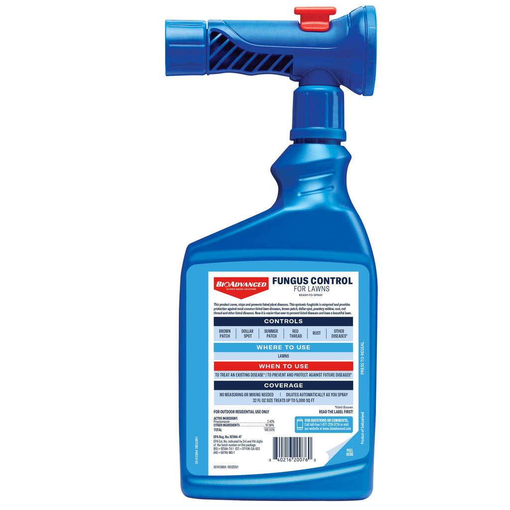 BioAdvanced Fungus Control for Lawns - Ready-to-Spray - Cures and Prevents Lawn Diseases - Up to 1 Month Protection - Covers 5,000 Square Feet - 32 fl oz Bottle