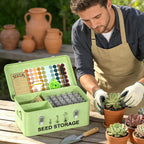 CZMIYRPY 60 Slots Seed Organizer Seed Storage Seed Box 3 Compartments Seeds Organizer Storage Box Metal Garden Seeds Packet Container with Lid and Safety Locks for Flower Plants Garden