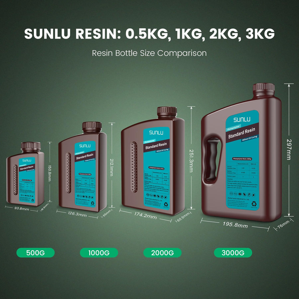 SUNLU 3D Printer Resin 4kg, Fast Curing Standard 3D Resin for LCD DLP SLA Resin 3D Printers, 395 to 405nm UV Curing 3D Printing Liquid Photopolymer Resin, Low Shrinkage, High Precision, 4000g, White