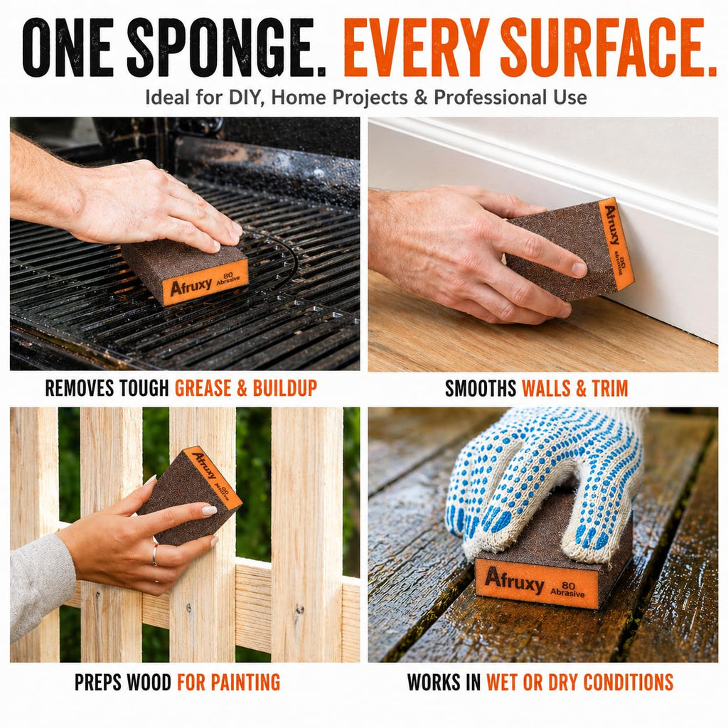 Sanding Sponge Super High Density Reusable Sanding Block for Wood, Drywall Sanding Block, Glass & Metal Sanding Coarse/Medium/Fine Sandpaper Block - 10 Pack 60/80/100/120/180/220/320 Grit by Afruxy