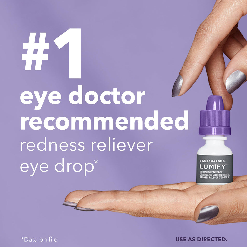 LUMIFY Eye Drops for Red Eyes, Redness Reliever for Brighter Looking Eyes, Works in 1 Minute & Lasts Up to 8 Hours, Eye Drops, 0.25 Fl Oz (7.5mL)