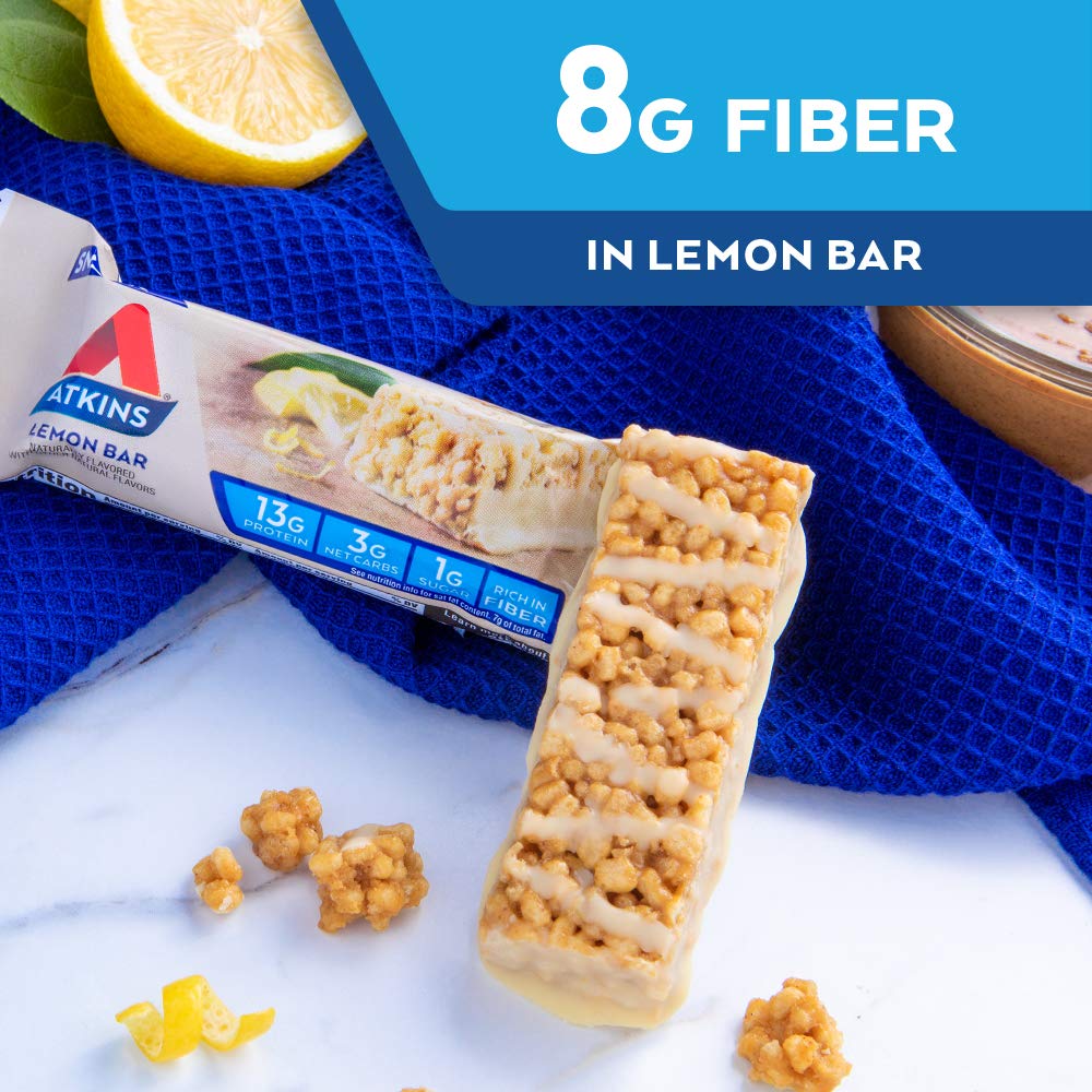 Atkins Snack Bar, Caramel Apple Pie, Naturally Flavored, Good Source of Protein and Fiber, Low Carb, Low Sugar (30 Bars)