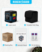 Laser Level, RockSeed Cross Line Laser with Self-Leveling, Vertical and Horizontal Line, Rotatable 360 Degree, Carrying Pouch, Battery Included (LV1G)