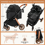 MAMIZO Foldable Dog Stroller for Medium Dogs Cats Up to 33 Lbs, Adjustable Height Handle, Pet Stroller with Aluminum and Carbon Steel Frame, Sun Shades, Storage Basket & Shock Absorbers, All-Terrain