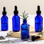 4 Pack 2 oz Glass Dropper Bottles with Measured Dropper - 60ml Dark Blue Tincture Bottles with Calibrated Glass Eye Droppers (1ml) - Leakproof Essential Oils Bottles for Health, Personal Care & Beauty