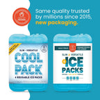 Healthy Packers Ice Packs for Lunch Boxes & Coolers, Slim Reusable 4-Pack