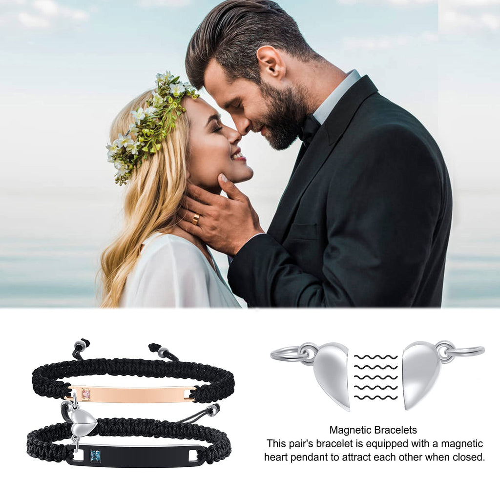 MEALGUET Pinky Promise Couple Bracelet for him her, Hand Braided Couple Bracelets Set Mutual Attraction Relationship Bracelet Personalized Gift for Men Women, Handmade
