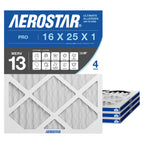 Aerostar 16x25x1 MERV 13 - 4 Count - Pleated HVAC, Furnace & Air Conditioner Filters - Removes Bacteria, Dust, Cold & Flu Germs, Lint, Mold, Pet Dander, Allergy-Causing Pollen, Smog, Smoke & Viruses