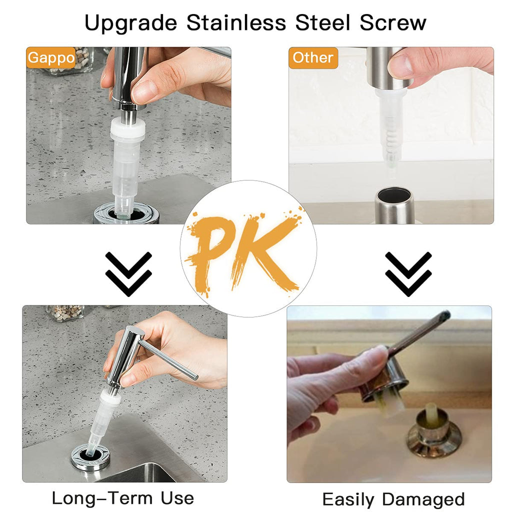 Soap Dispenser for Kitchen Sink Polished Chrome GAPPO Stainless Steel Countertop Pump Hand Lotion Built in Bottlend Lotion Built in Bottle