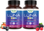 Nested Naturals Luna Kids Sleep Aid Tablets for Children 4+ - Naturally Sourced Ingredients - Gentle, Herbal Sleep Supplement with Chamomile, Melatonin, Valerian & Lemon Balm - 120 Chewable Tablets
