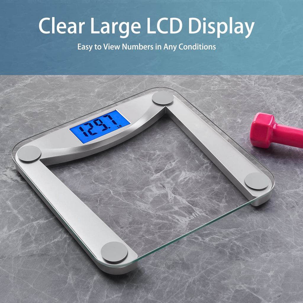 Vitafit Bathroom Scale for Body Weight Accuracy 0.1lb, 400lb,Clear Glass