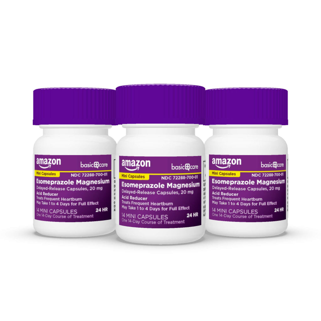 Amazon Basic Care Esomeprazole Magnesium Delayed-Release Mini Capsules, 20 mg, Acid Reducer, 24 Hour Heartburn Medicine, 42 Count (Pack of 2)