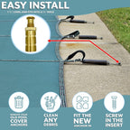 Poolzilla Pool Safety Cover Brass Anchors for Concrete and Pavers - 5 Pack - Universal Fit