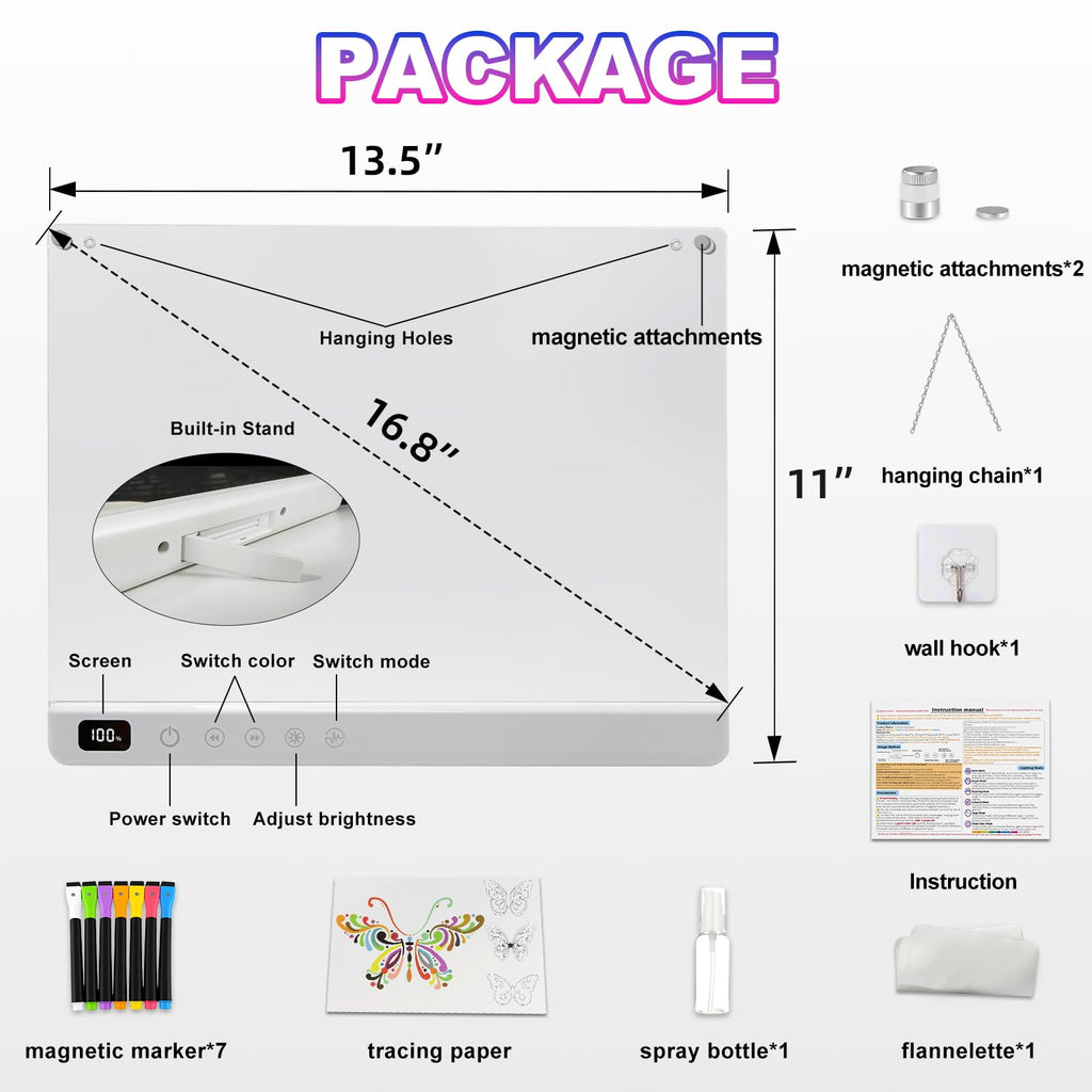 Cosmody Rechargeable LED Drawing Board,Gift for Boys Girls Ages 3+ (White)