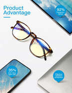 CNLO Blue Light Blocking Glasses,Computer Glasses,Anti Eyestrain, Lightweight Frame Eyeglasses,Men/Women… (Amber)