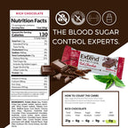 Extend Nutrition Sugar Free High Protein Bars, Perfect Sugar Free Snacks for Diabetes, Protein Bars for Hunger Control & Steady Energy, Low Carb, Keto, Intermittent Fasting, Rich Chocolate, 12 Count