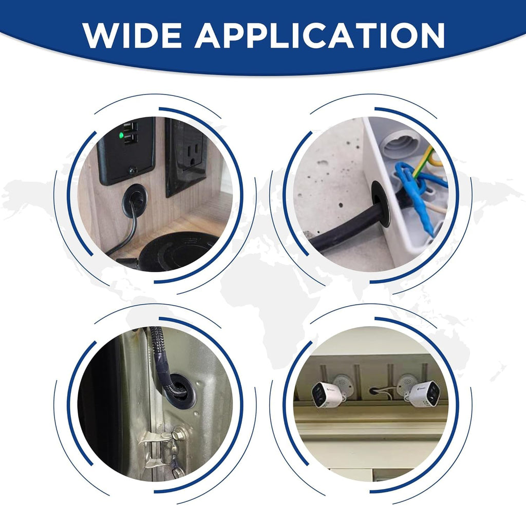 Rubber Grommets kit for Wiring- 205pcs Assorted in 9 Sizes 1",1/2",1/4", 3/4", 3/8", 5/8", 5/16", 7/8",7/16 "-Waterproof & Tear Resistant Firewall Grommets Perfect for Safe Sealing in Automotive.