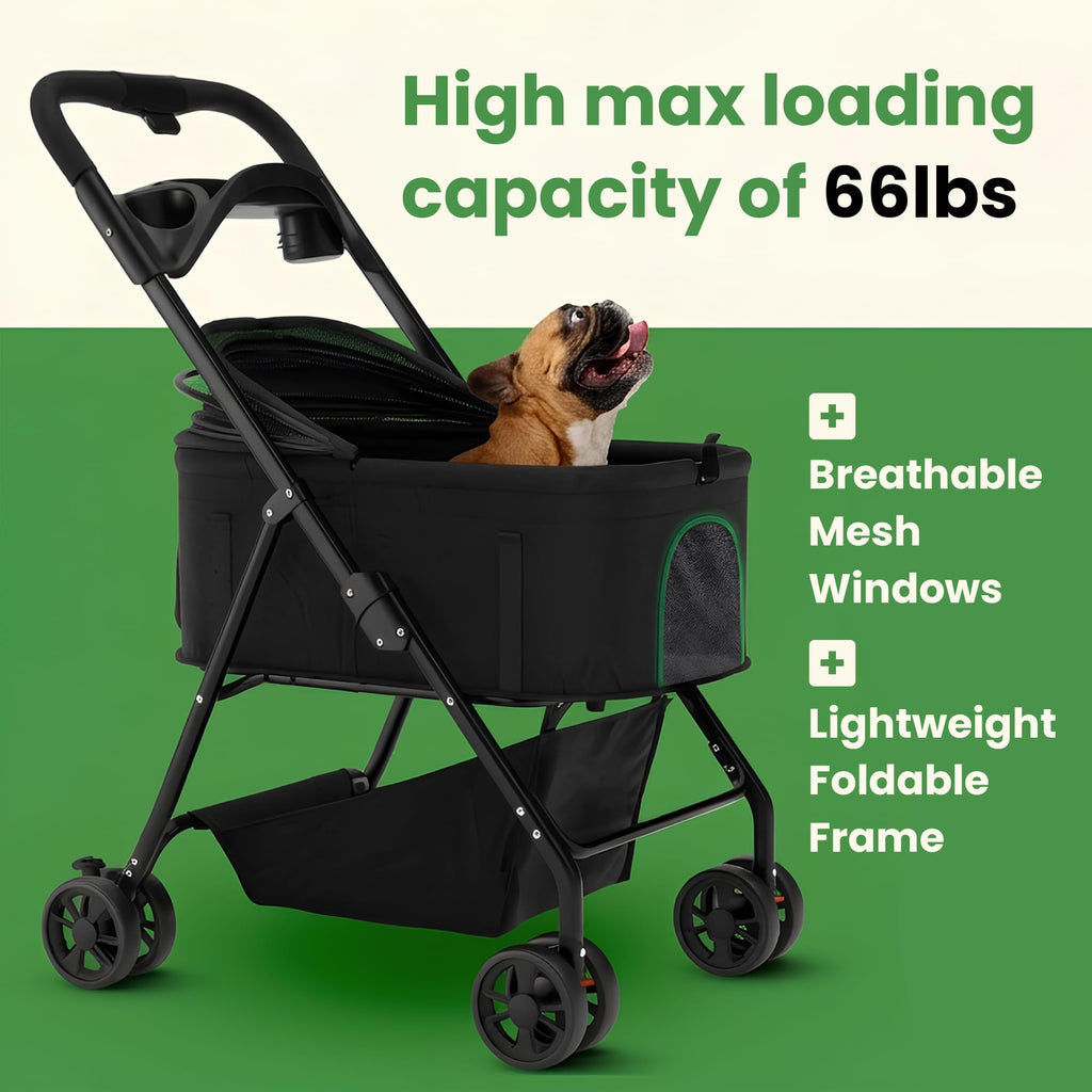 AdventEdge Pet Stroller 3 in 1 Foldable Dog Stroller, Cat Strollers, Foldable pet Strollers & Cat Carrier, Pet Carrier, Lightweight with Cup Holder, Waterproof & Breathable Mesh Canopy
