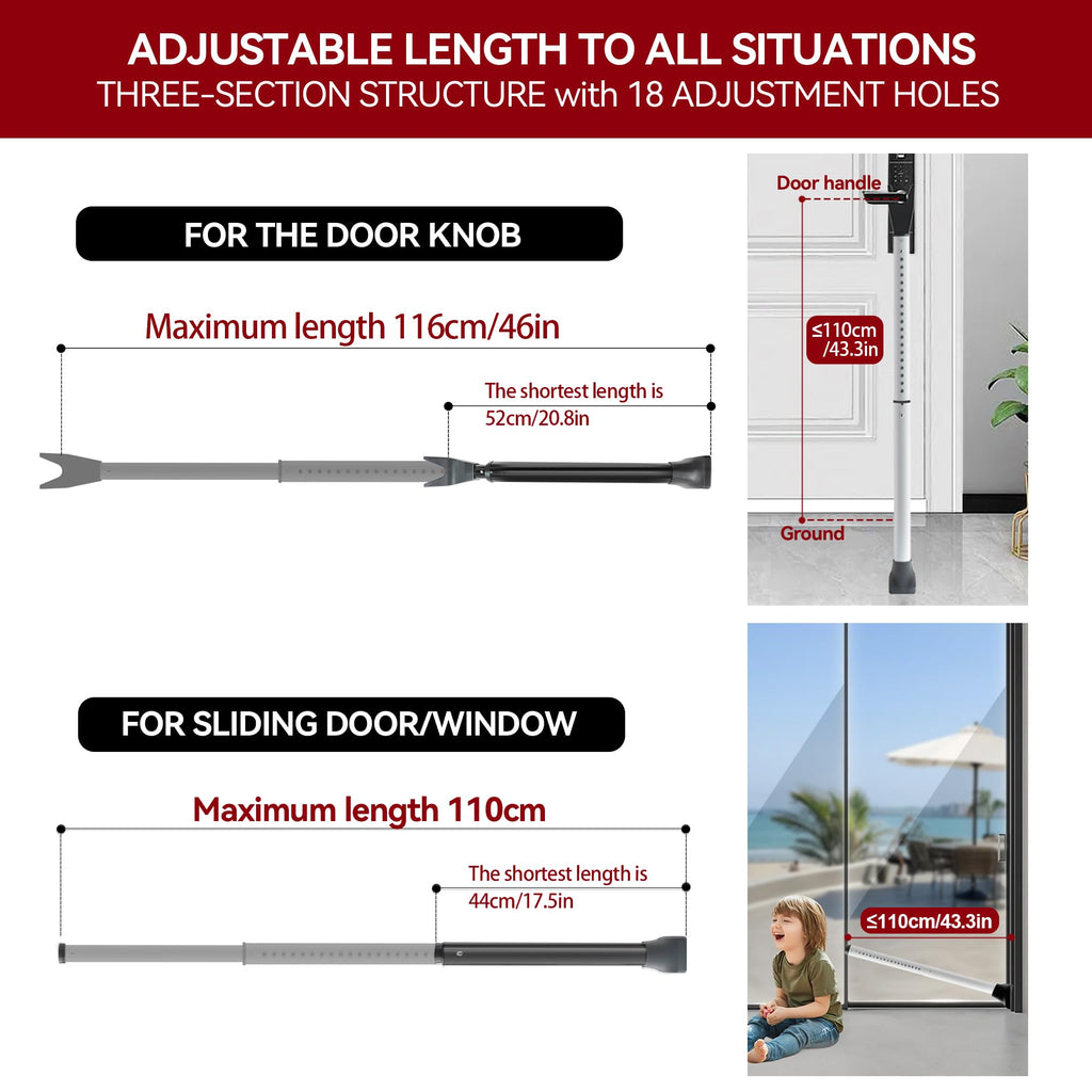 AceMining Upgraded Door Security Bar & Sliding Patio Bar, Heavy Duty Stoppers Adjustable Jammer for Home, Apartment, Travel (2 Pack,White)