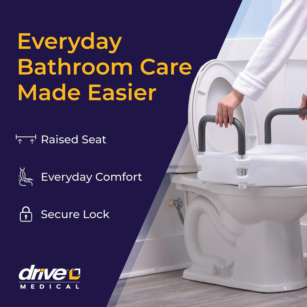 Drive Medical 2-in-1 Raised Toilet Seat with Removable Padded Arms