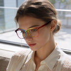 DTIUGUTAE Oversized Square Blue Light Blocking Glasses for Women and Men - Gaming & Computer Anti-Fatigue (Rainbow)