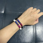 MEPLUM Pride Bracelets, BI Bisexual Pride Bracelet for BI Bisexual Stuff Accessories Decoration Present (Real Natural Stone, Adjustable Size)