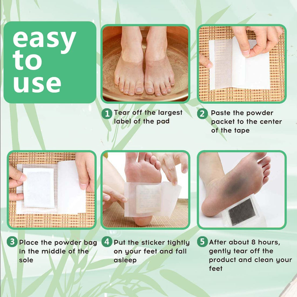 100PCS Natural Bamboo Vinegar Foot Pads Foot and Body Care | Deep Cleansing Foot Paches for Stress Relief, Better Sleep Suitable for Travel or Home Use