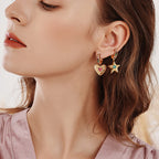 Ornaland Gold Heart Star Earrings Charms for Women Personalized Dangle Hoop