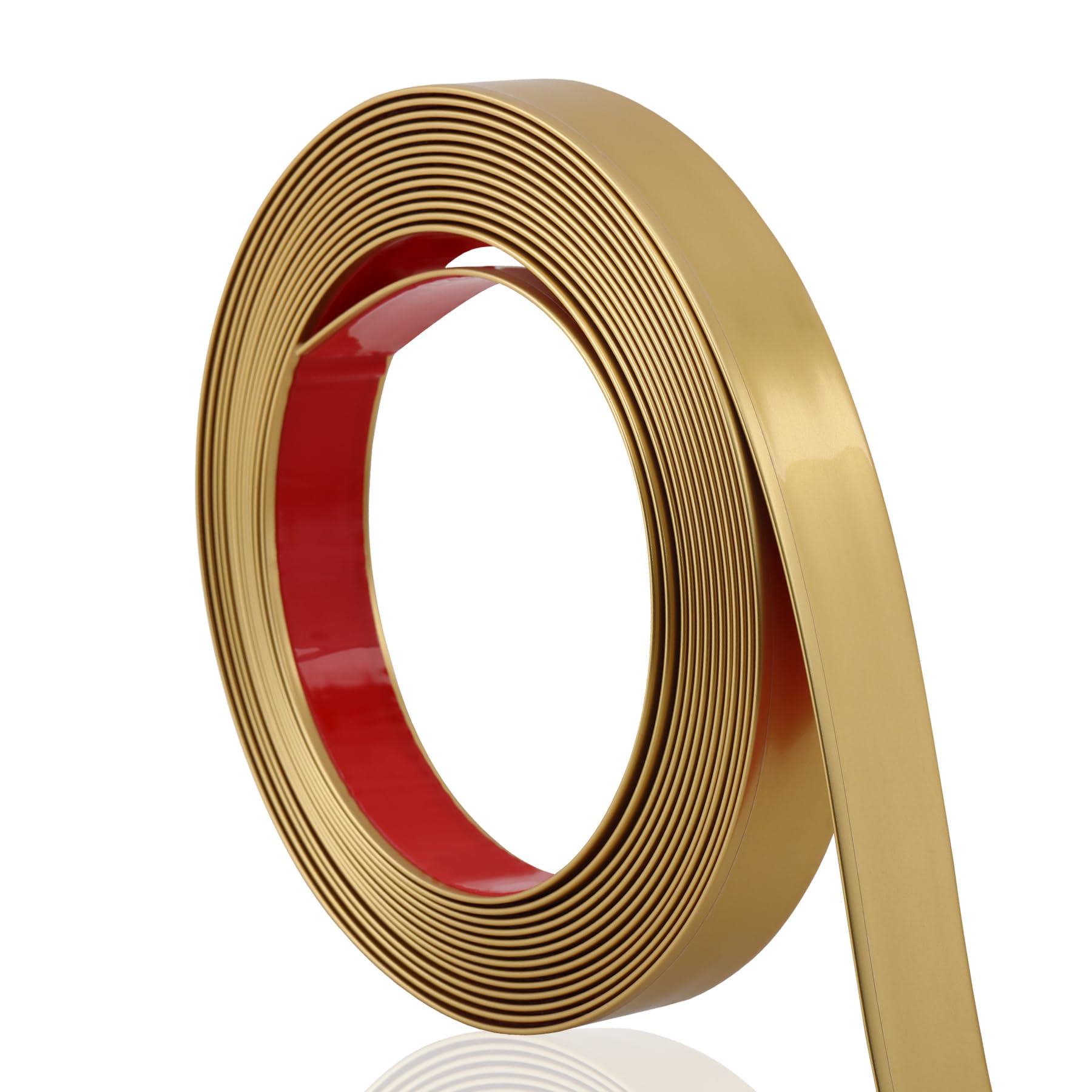 Soengsau Matte Gold Finish Molding Trim, 196.8" L x 0.8" W Peel and Stick Decoration Strip for Ceiling, Wall, Tile Edge, Furniture Cabinet, Mirror