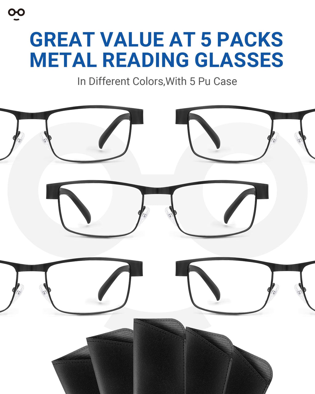 JOLISU 5PCS Reading Glasses Men - Blue Light Blocking Computer Metal Thin Frame Readers For Mens/Women （2.50）