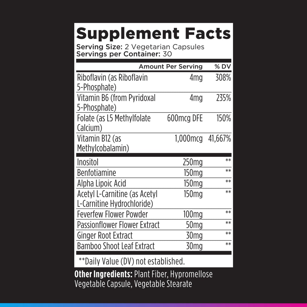 Livingood Daily Nerve Support Supplement for Women & Men, 12-in-1 Nerve Health Formula with Methylated B12, Folate, Benfotiamine, Alpha Lipoic Acid & Feverfew, Gluten Free, Non-GMO, 60 Capsules