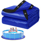TIXANF 15FT Pool Ground Cloth, 12x12 Mesh Heavy Duty Pool Liner Pad with Anti-Aging PE, Stainless Steel Grommets, Puncture Resistant Under Mat for Above Ground Pools, Tarp for Under Pool