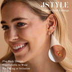 Jstyle Hypoallergenic 14k Gold Plated Stud Hoop Earrings for Women Surgical Stainless Steel Flat Back Earrings Small Stack Hoops Cartilage Earring Set for Multiple Piercing Jewelry Gifts for Women C