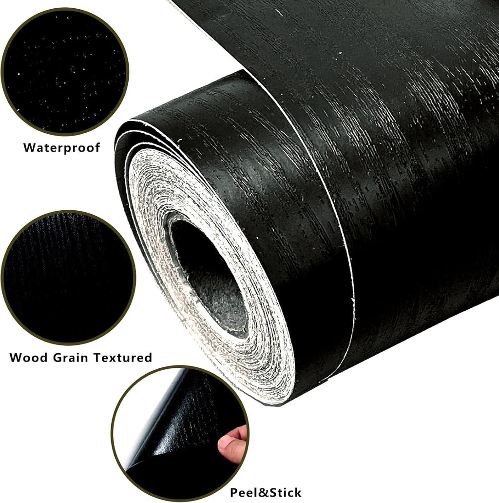 DESOMINOR 27FT Black Border Peel &Stick Black Wood Grain Wallpaper Border Removable Waterproof Bathroom Mirror Frame Sticker (Yellow, 3.2'' x 324'')