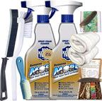 Bar Keeper's Friend Spray and Foam Cleaner, 25.4 Fl Oz, (Pack of 2) Bundled With 2x Microfiber Towel, L Sharp Cleaning Brush, Scrub Brush, Crevice Cleaning Brush and Nature Air Freshener Gift