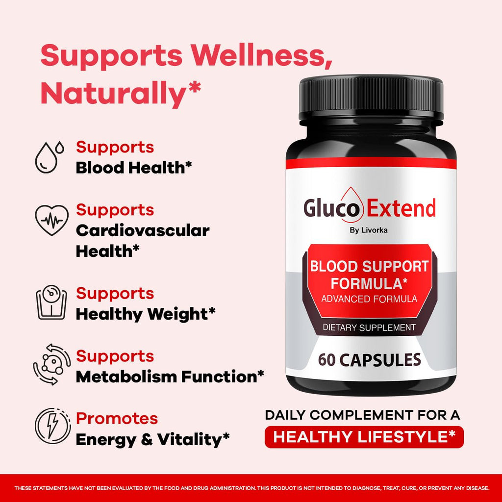 Gluco Extend - Gluco Extend Capsules Supports Healthy Levels All Natural Ingredients, GlucoExtend Pills Maximum Strength, Glucoextend Advanced Supplement Formula, 60 Capsules for 1 Month