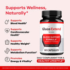 Gluco Extend - Gluco Extend Capsules Supports Healthy Levels All Natural Ingredients, GlucoExtend Pills Maximum Strength, Glucoextend Advanced Supplement Formula, 60 Capsules for 1 Month