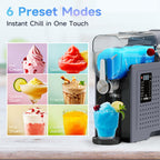 SYINTAO 2-in-1 Slushie & Soft Serve Ice Cream Maker, No-Ice-Needed Frozen Drink Machine with LED Display, 6 Preset Modes, Auto-Clean & Delay Timer – Gift for Family